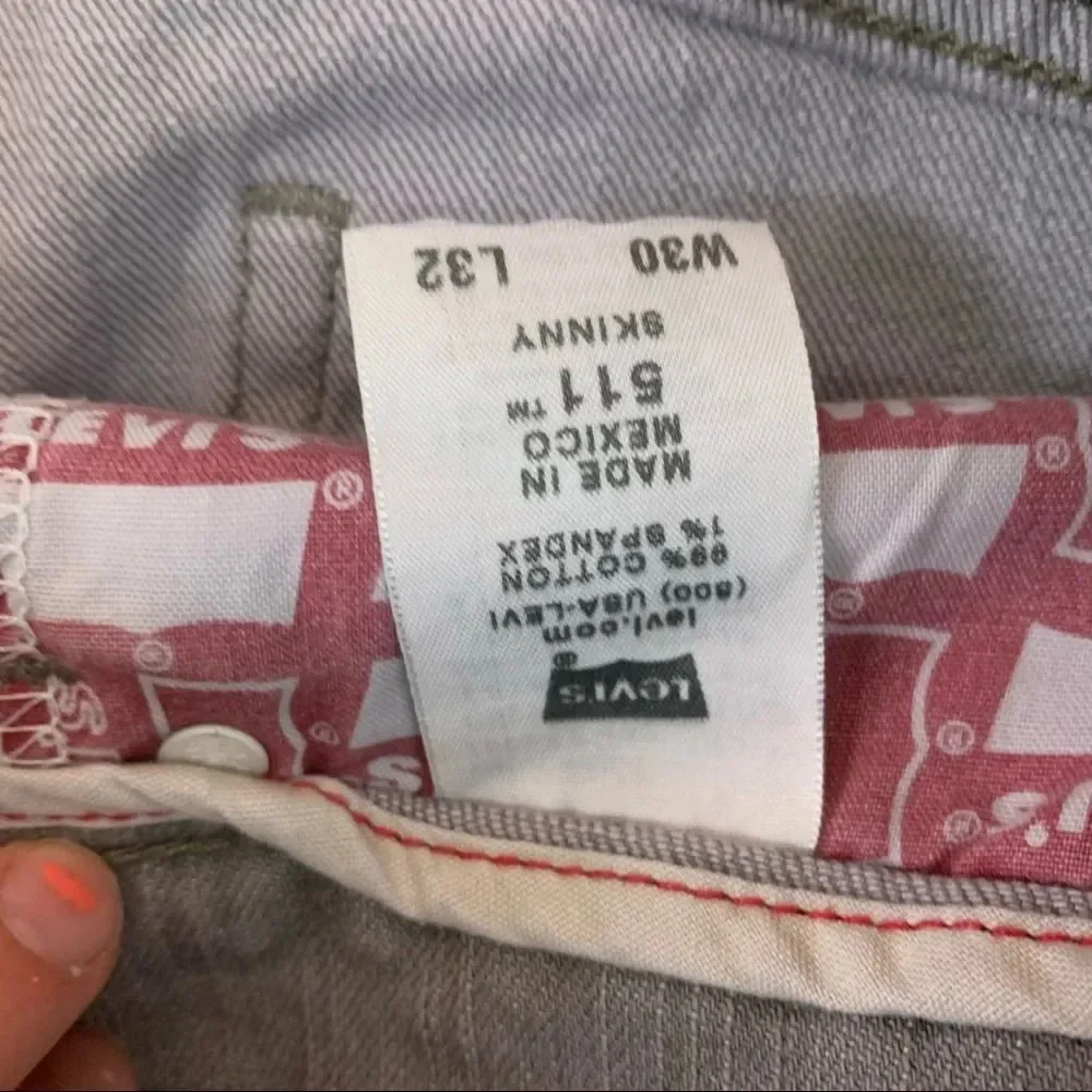 Levi's 511 Vintage Grey Gray White Ombré Denim Jean shorts waist size 27